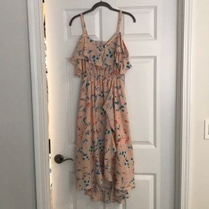 Hayden Cold Shoulder Midi Dress, Peach & Floral, M